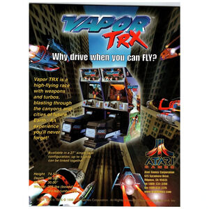 1998 Atari Vapor TRX Arcade Game Flyer Futuristic Racing Ephemera